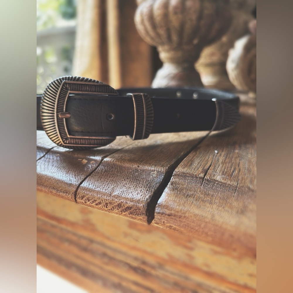 Tanya Western Black Leather Belt